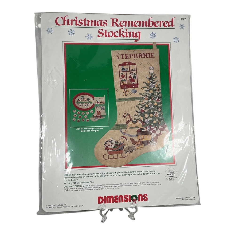 Dimensions Christmas Remembered Stocking Cross Stitch Kit #8387 NOS Vintage 1989